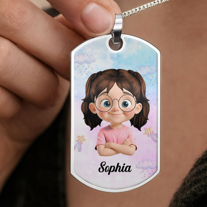 Braver Than You Believe, Stronger Than You Seem, Smarter Than You Think - Personalized Custom Dog Tag Necklace - KID136_DTNECK