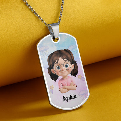 Braver Than You Believe, Stronger Than You Seem, Smarter Than You Think - Personalized Custom Dog Tag Necklace - KID136_DTNECK