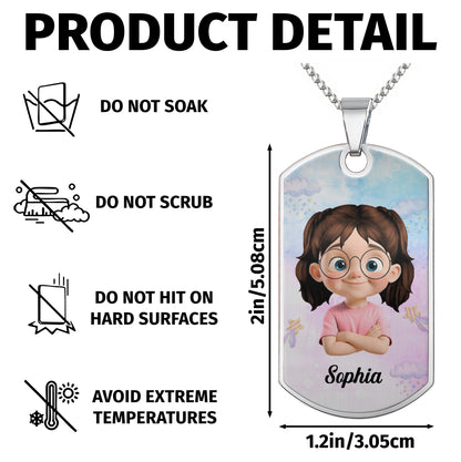 Braver Than You Believe, Stronger Than You Seem, Smarter Than You Think - Personalized Custom Dog Tag Necklace - KID136_DTNECK