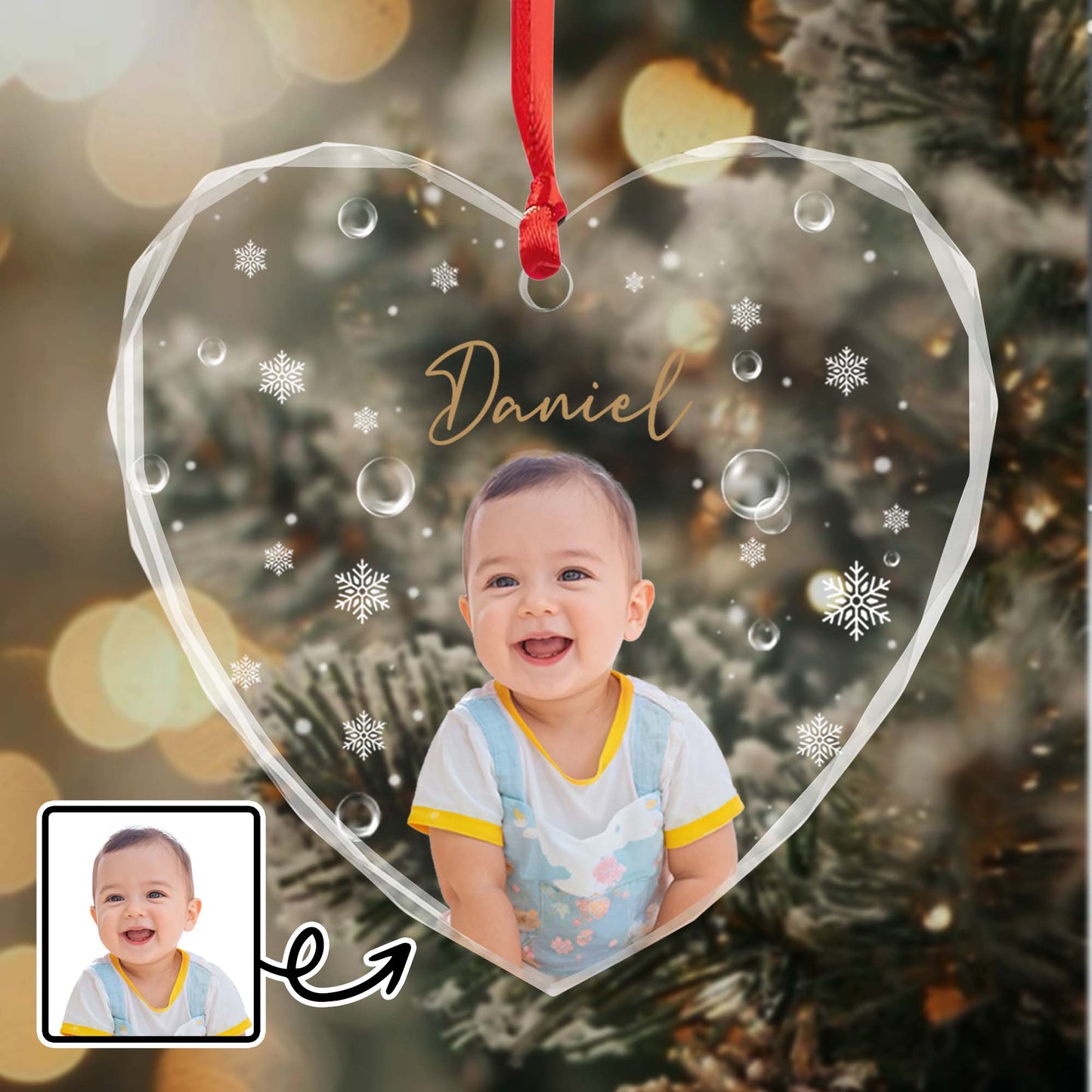 Capture Cherished Moments, Joyful Baby Heart Ornament