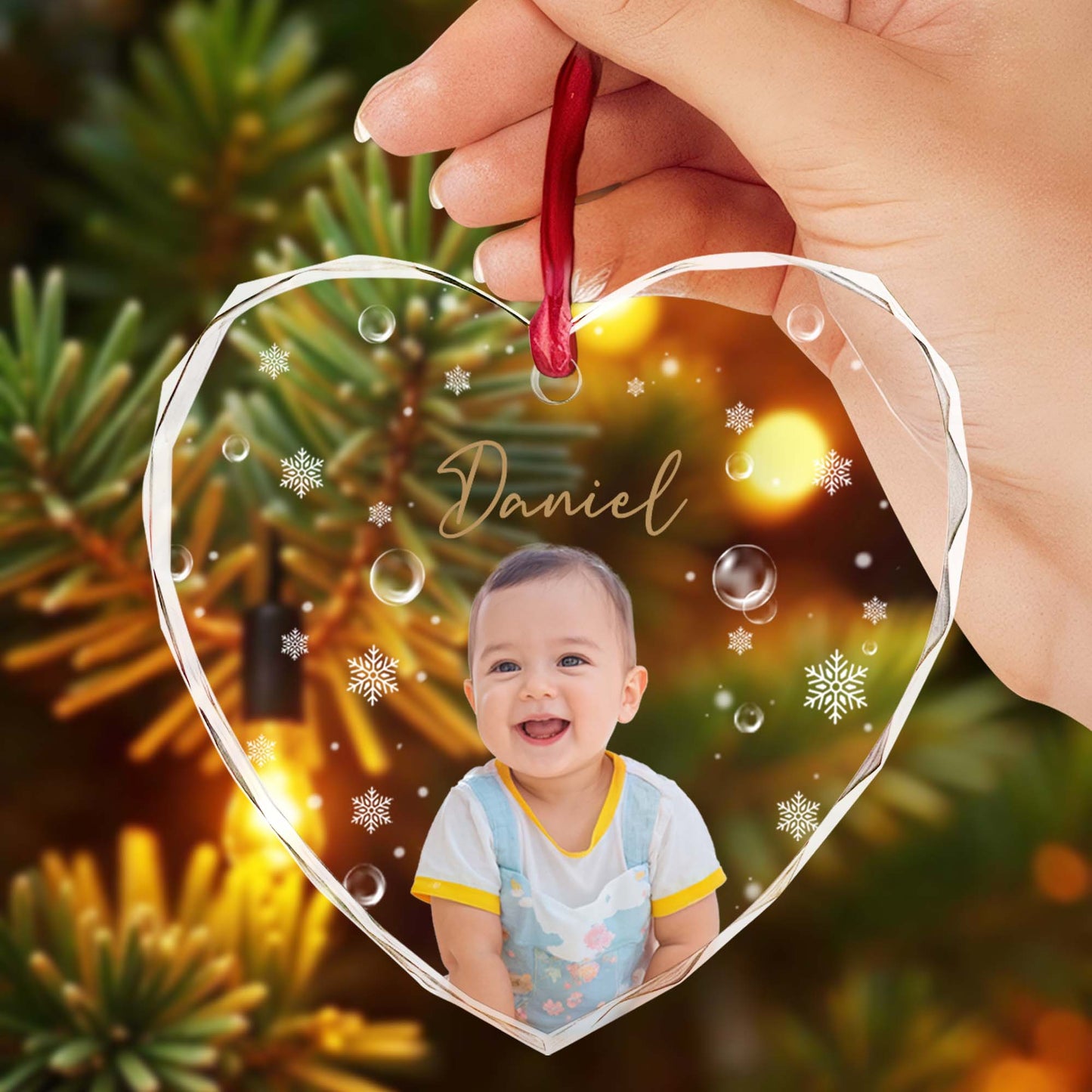 Capture Cherished Moments, Joyful Baby Heart Ornament
