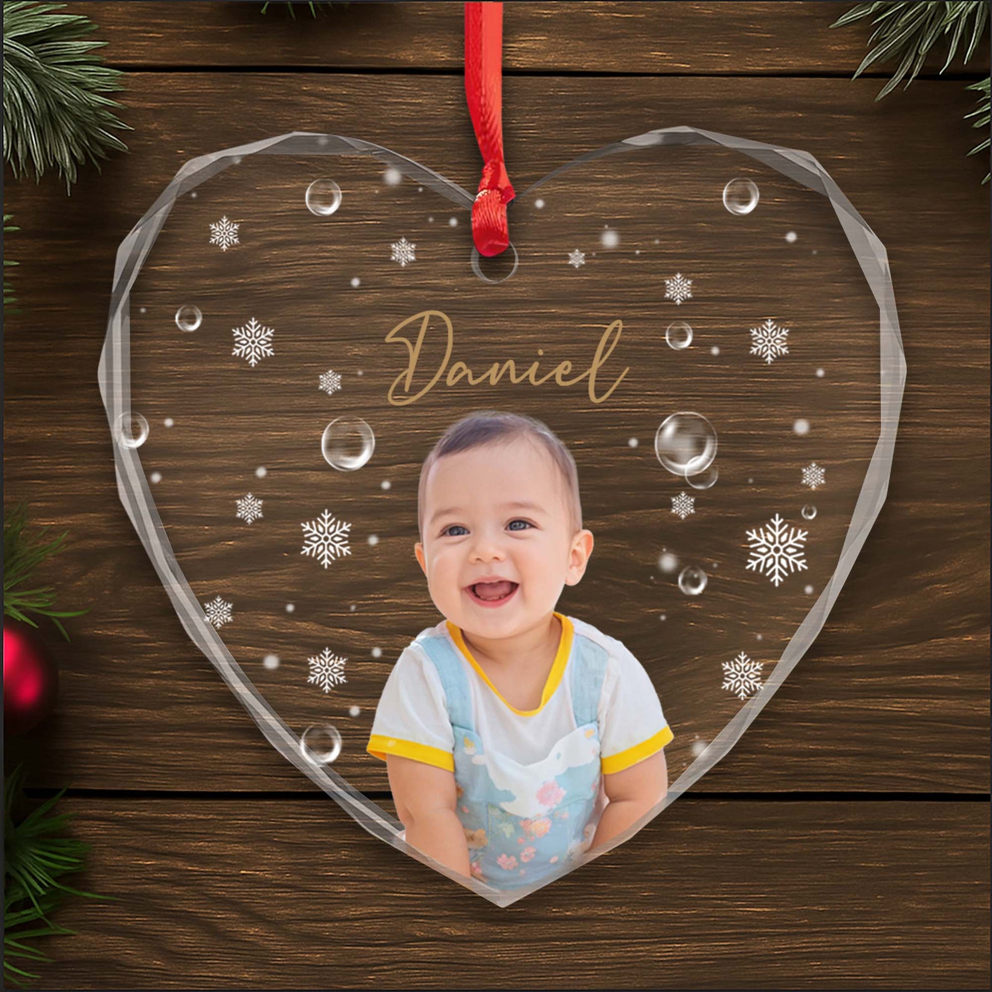 Capture Cherished Moments, Joyful Baby Heart Ornament