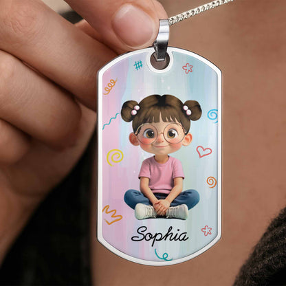 Adorable Cartoon Girl Dog Tag Necklace