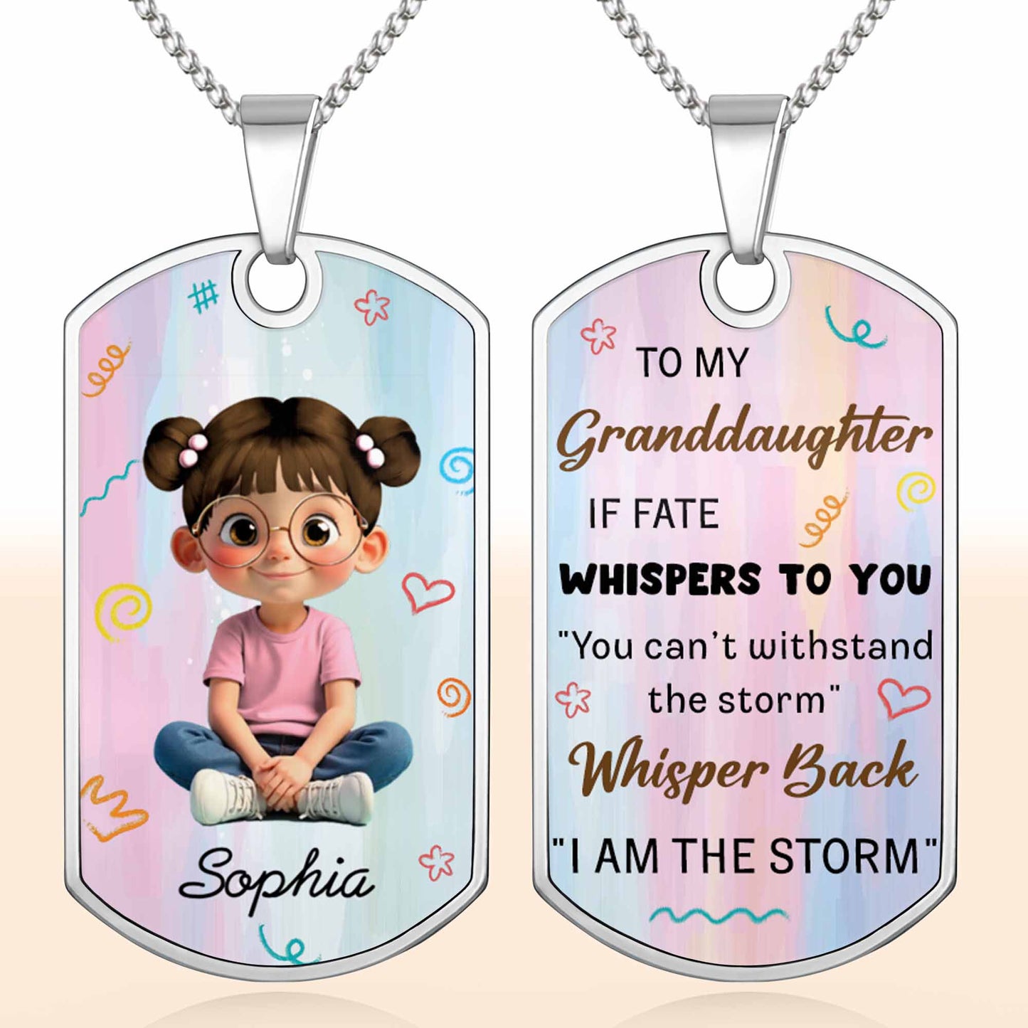 Adorable Cartoon Girl Dog Tag Necklace