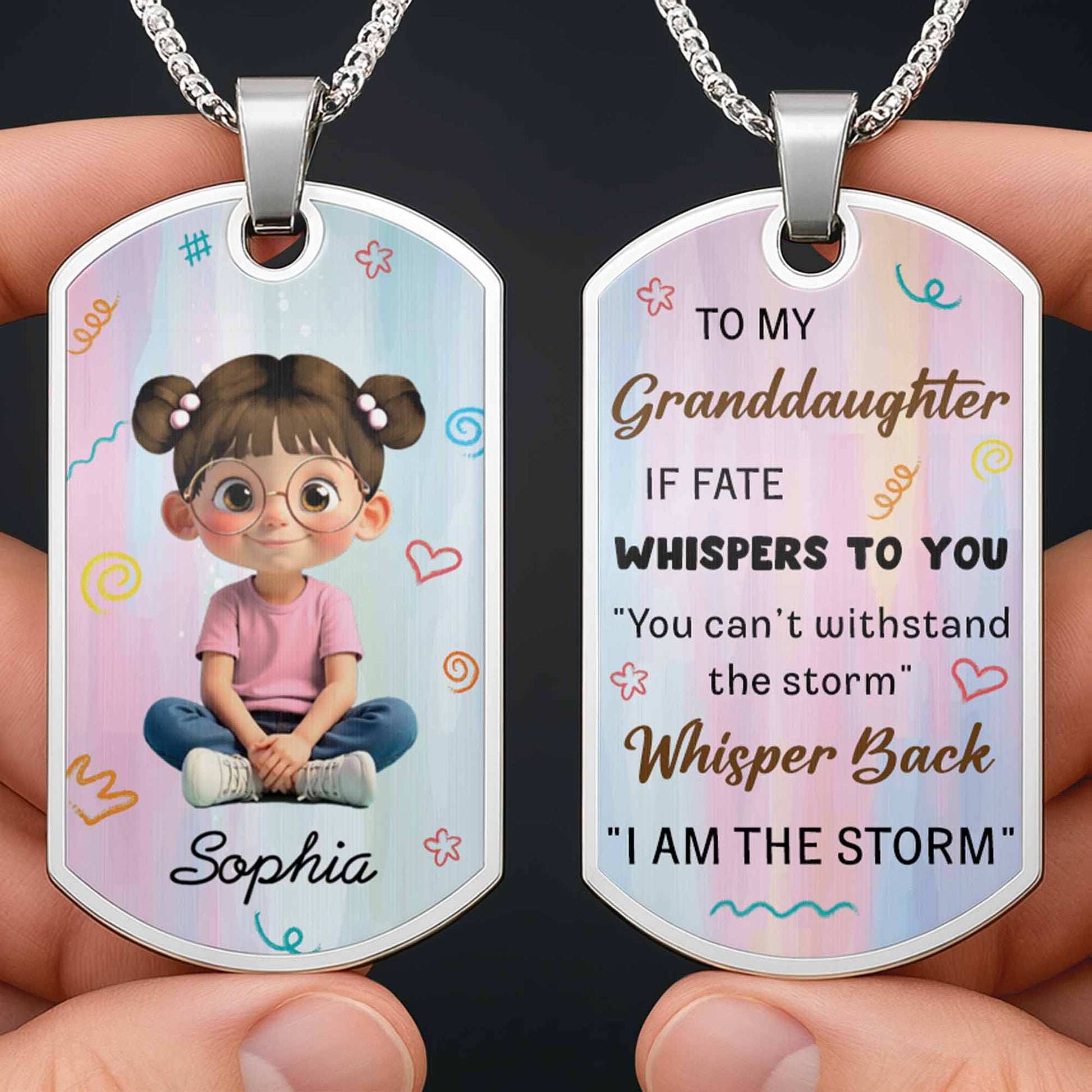 Adorable Cartoon Girl Dog Tag Necklace