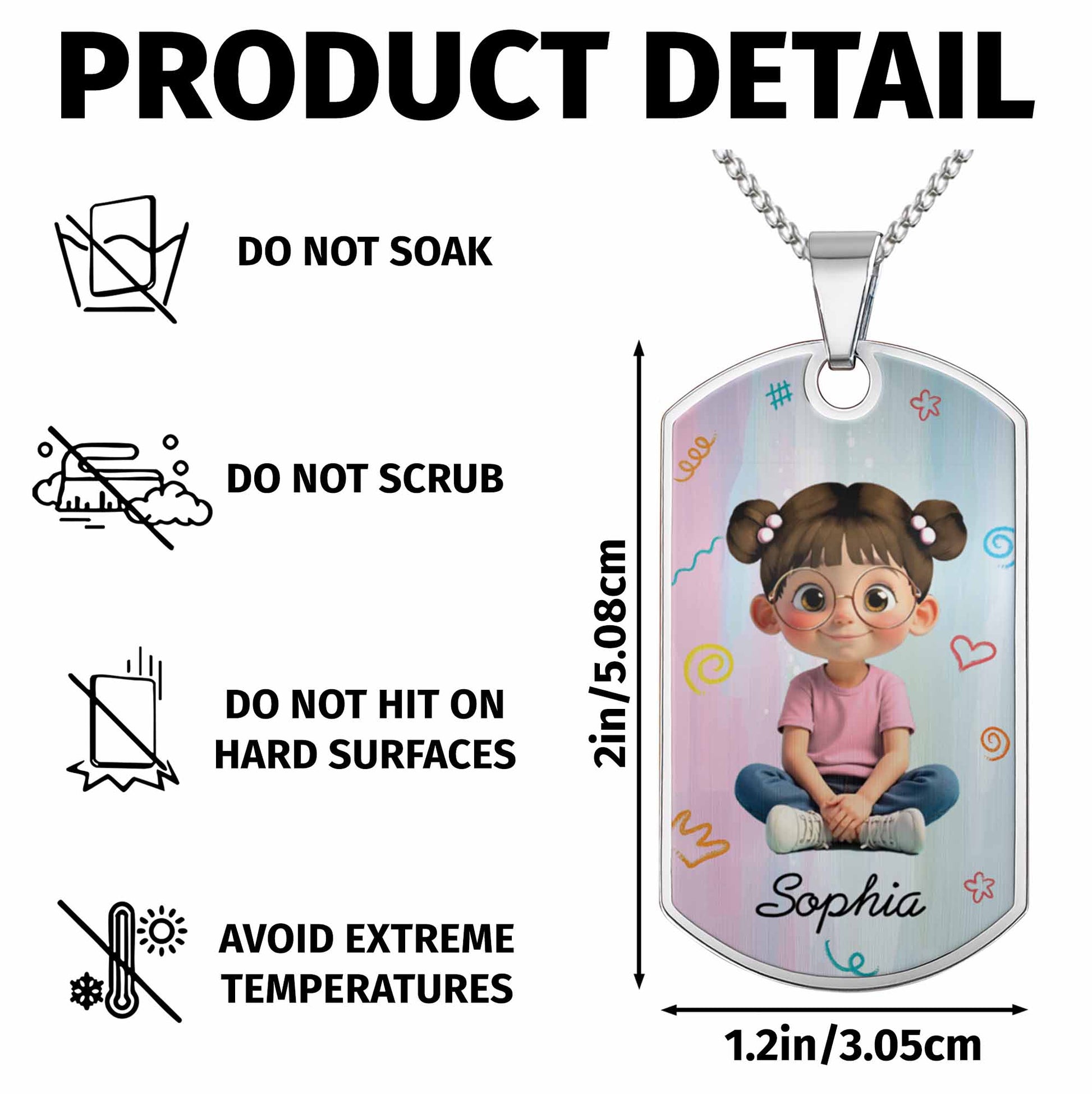 Adorable Cartoon Girl Dog Tag Necklace