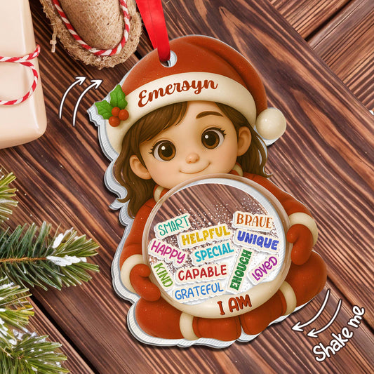 Smart, Helpful, Brave, Unique, Snow Globe Design