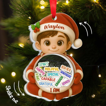 Smart, Helpful, Brave, Unique, Snow Globe Design