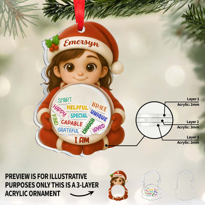 Smart, Helpful, Brave, Unique, Snow Globe Design