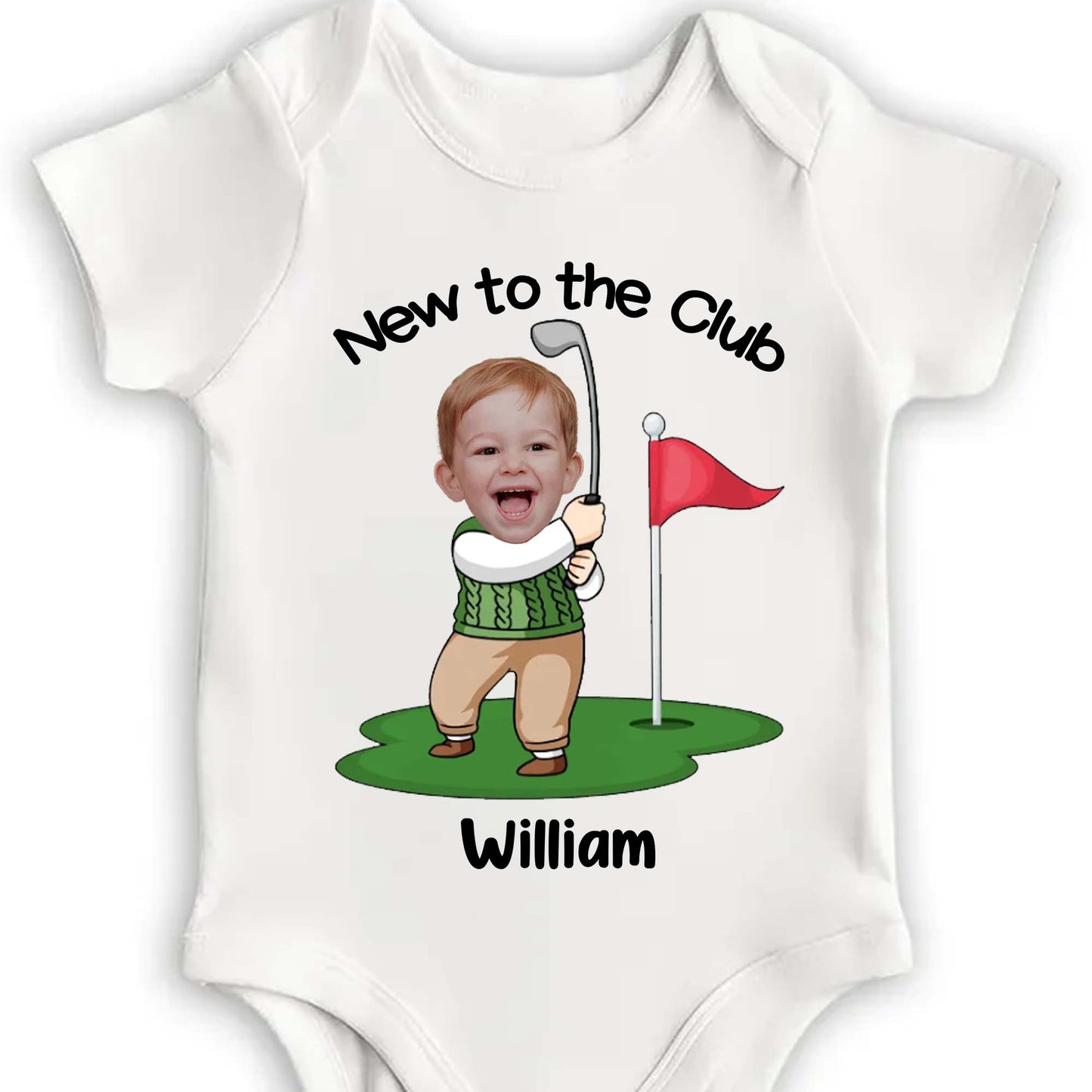 New To The Club Baby With Golf Club And Flag
