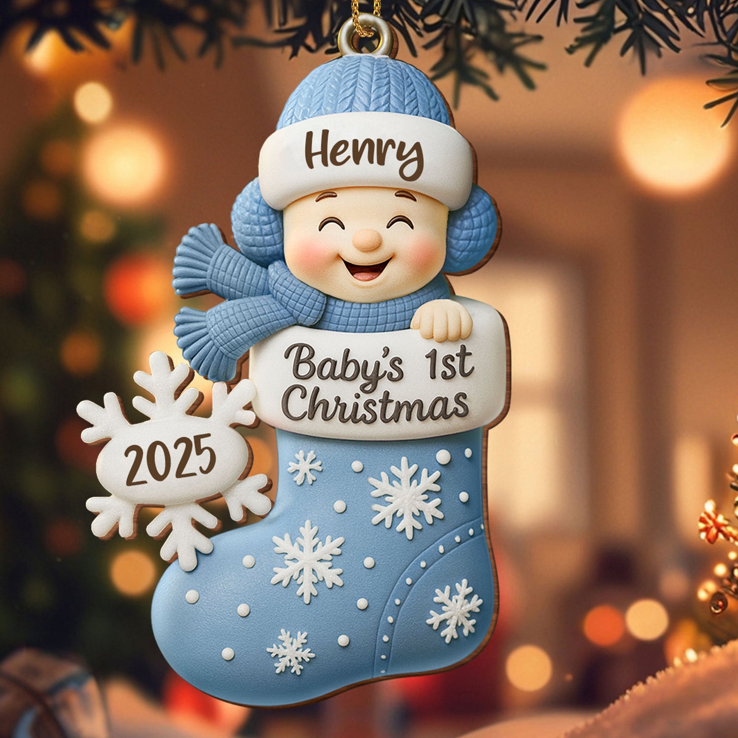 Baby's 1st Christmas, Snowflakes and Stocking