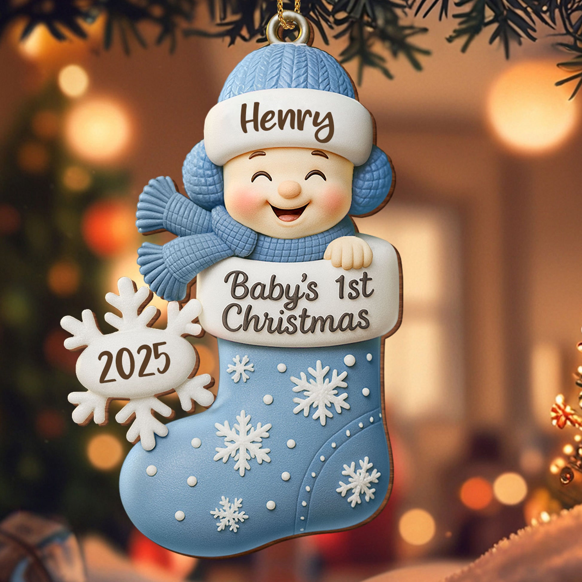 Baby's 1st Christmas, Snowflakes and Stocking