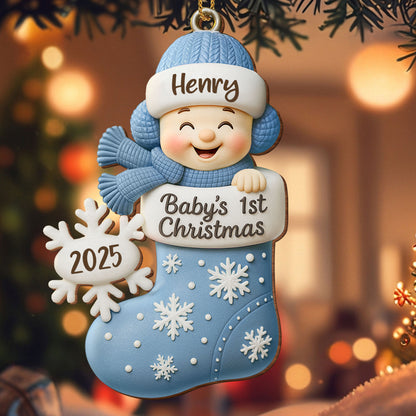 Baby's 1st Christmas, Snowflakes and Stocking