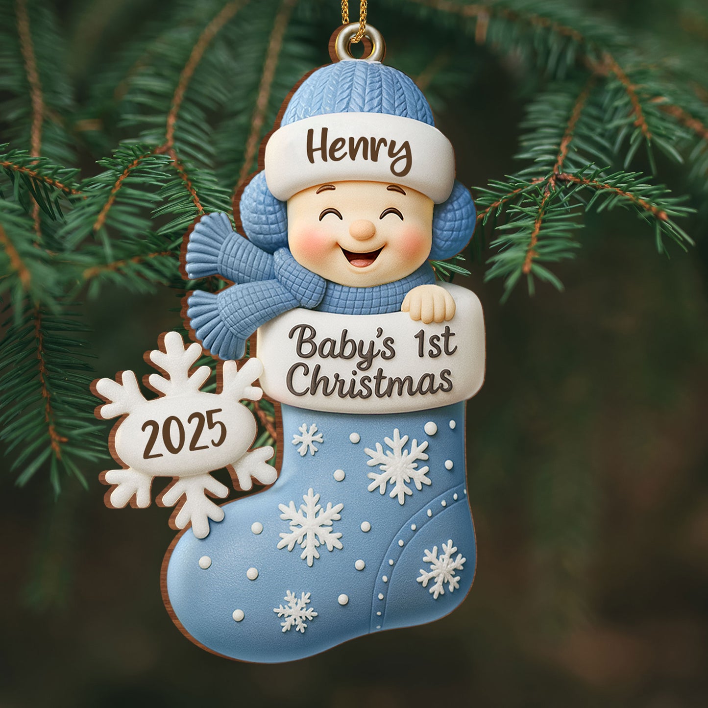 Baby's 1st Christmas, Snowflakes and Stocking