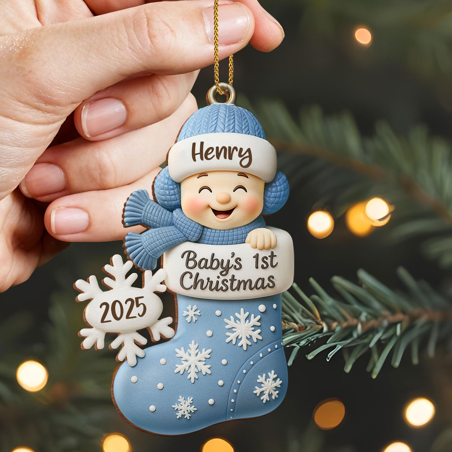 Baby's 1st Christmas, Snowflakes and Stocking