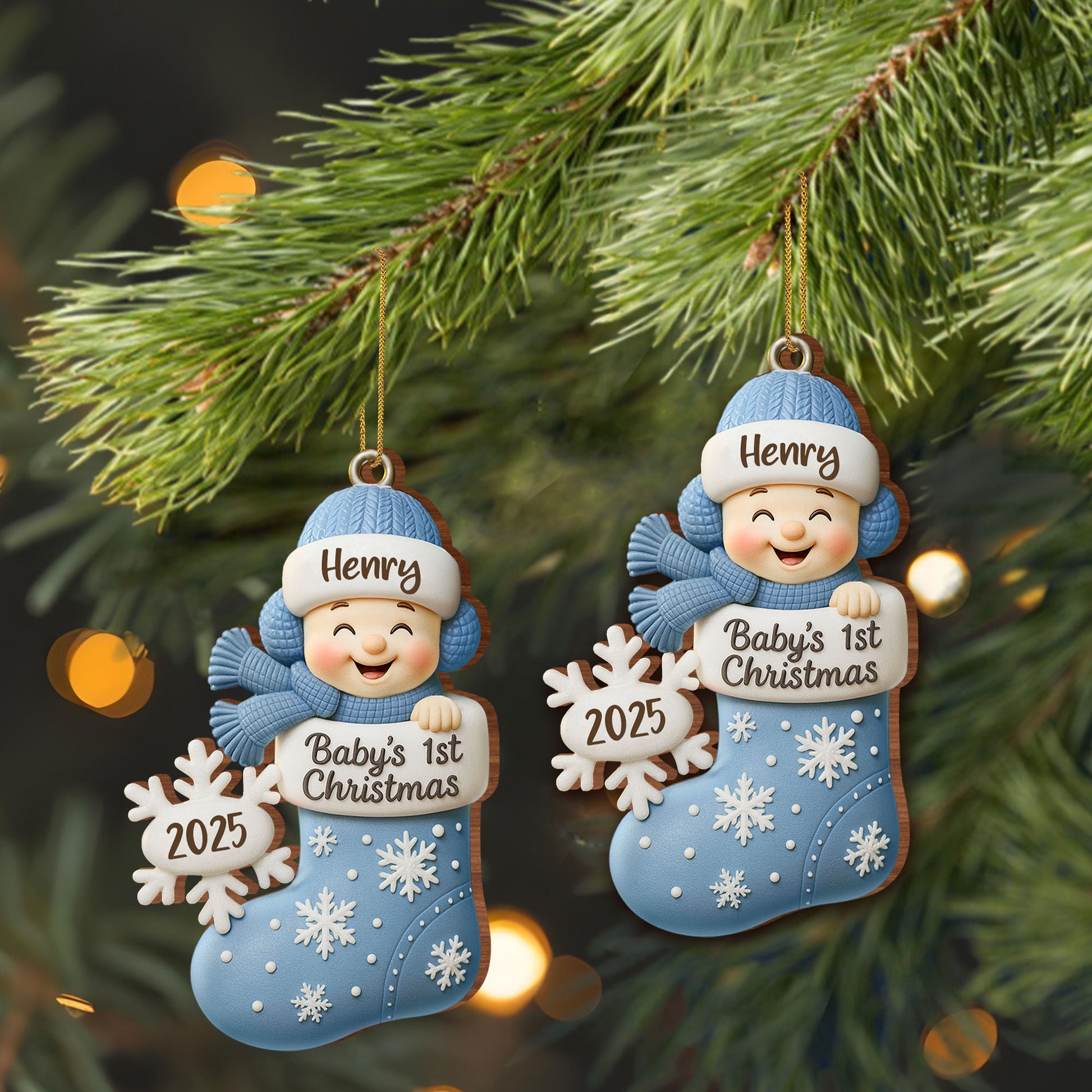 Baby's 1st Christmas, Snowflakes and Stocking