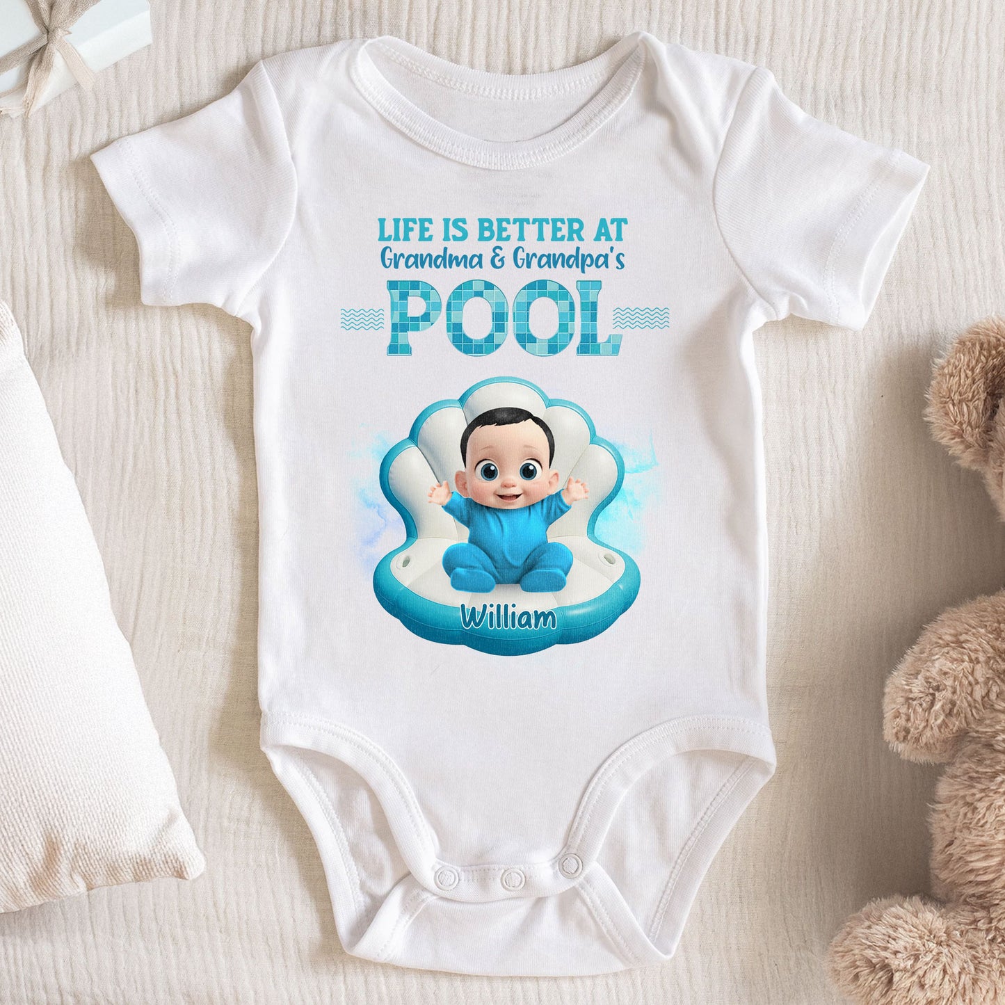 Life Is Better At Grandma & Grandpa's Pool, Baby On Pool Float