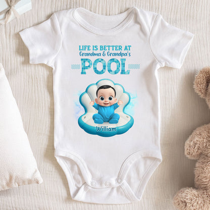 Life Is Better At Grandma & Grandpa's Pool, Baby On Pool Float