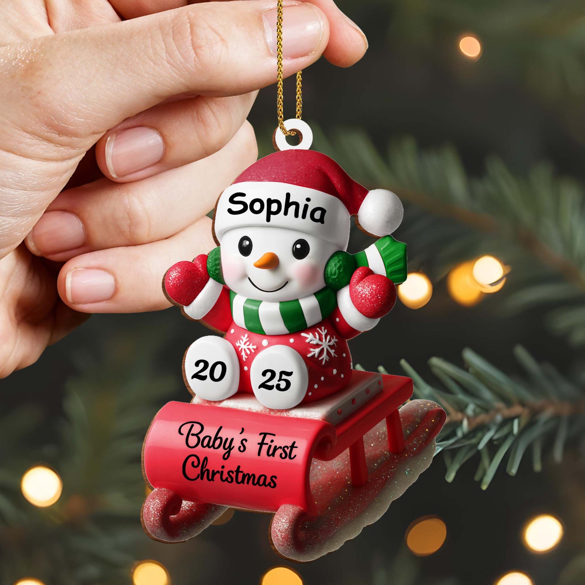 Baby's First Christmas Snowman On Sleigh