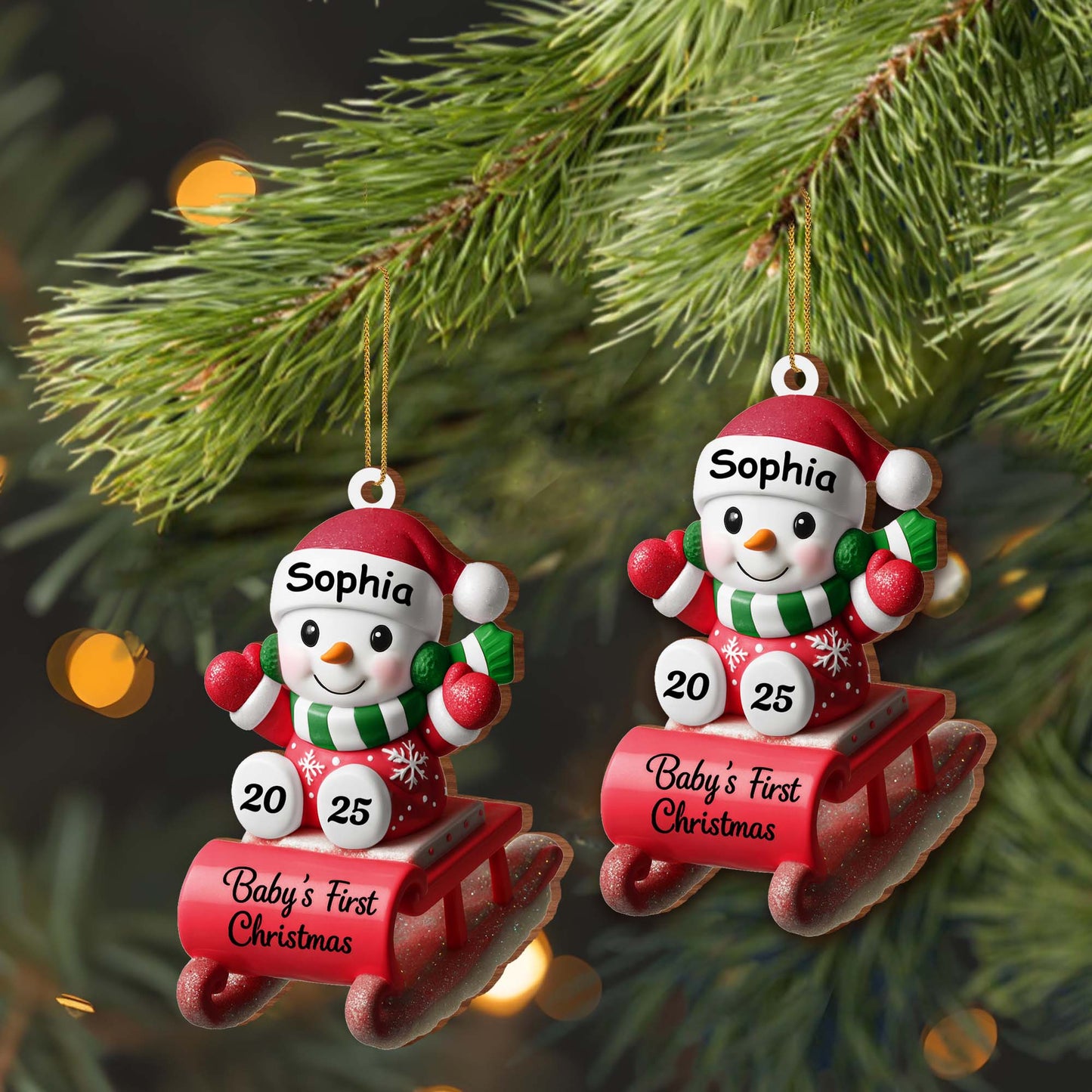 Baby's First Christmas Snowman On Sleigh