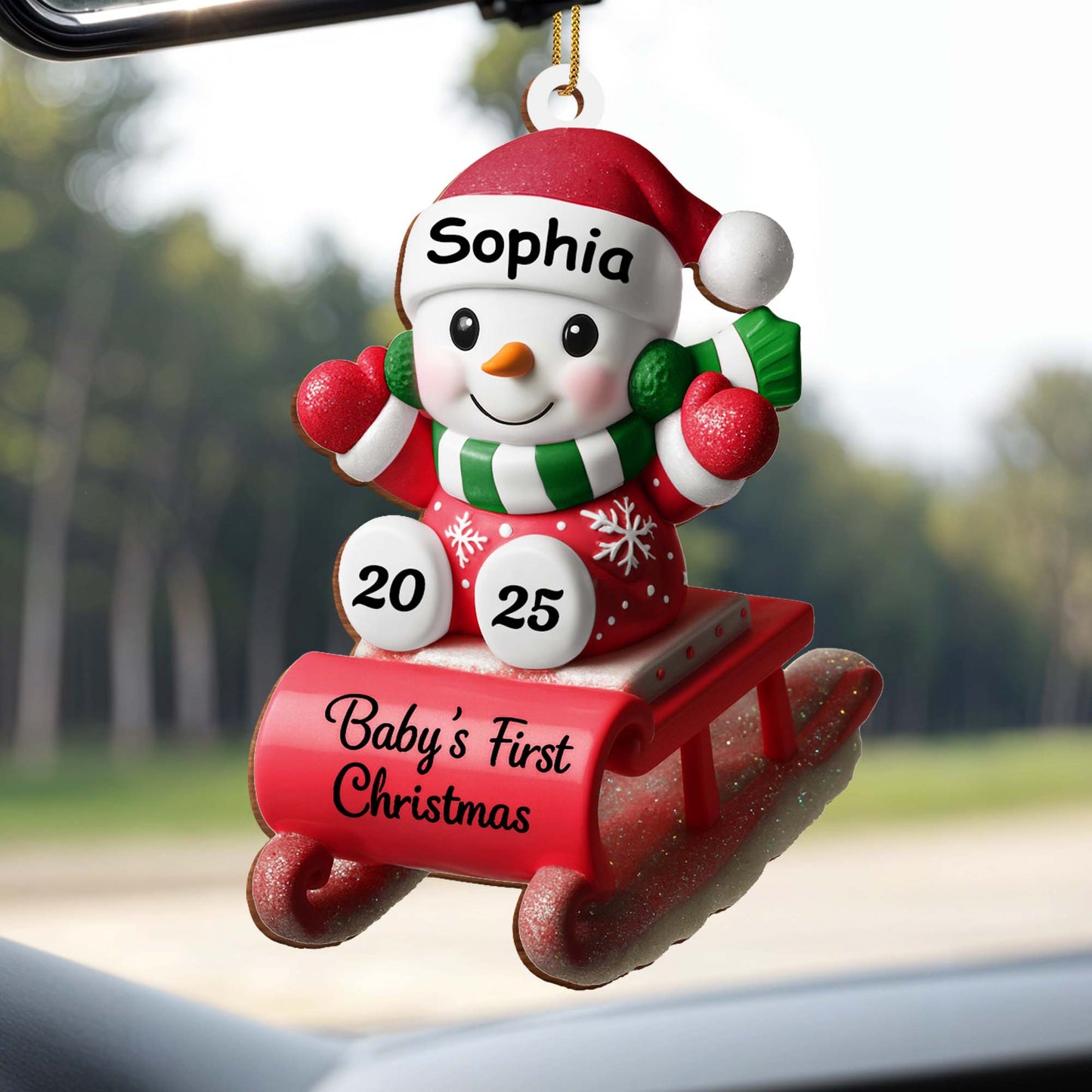 Baby's First Christmas Snowman On Sleigh