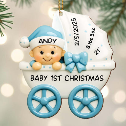 Baby 1st Christmas, Stroller And Bow