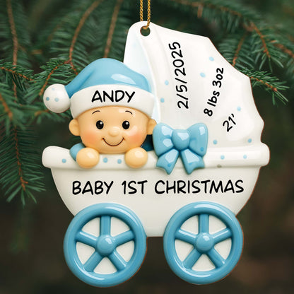 Baby 1st Christmas, Stroller And Bow