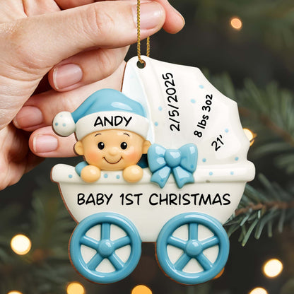 Baby 1st Christmas, Stroller And Bow