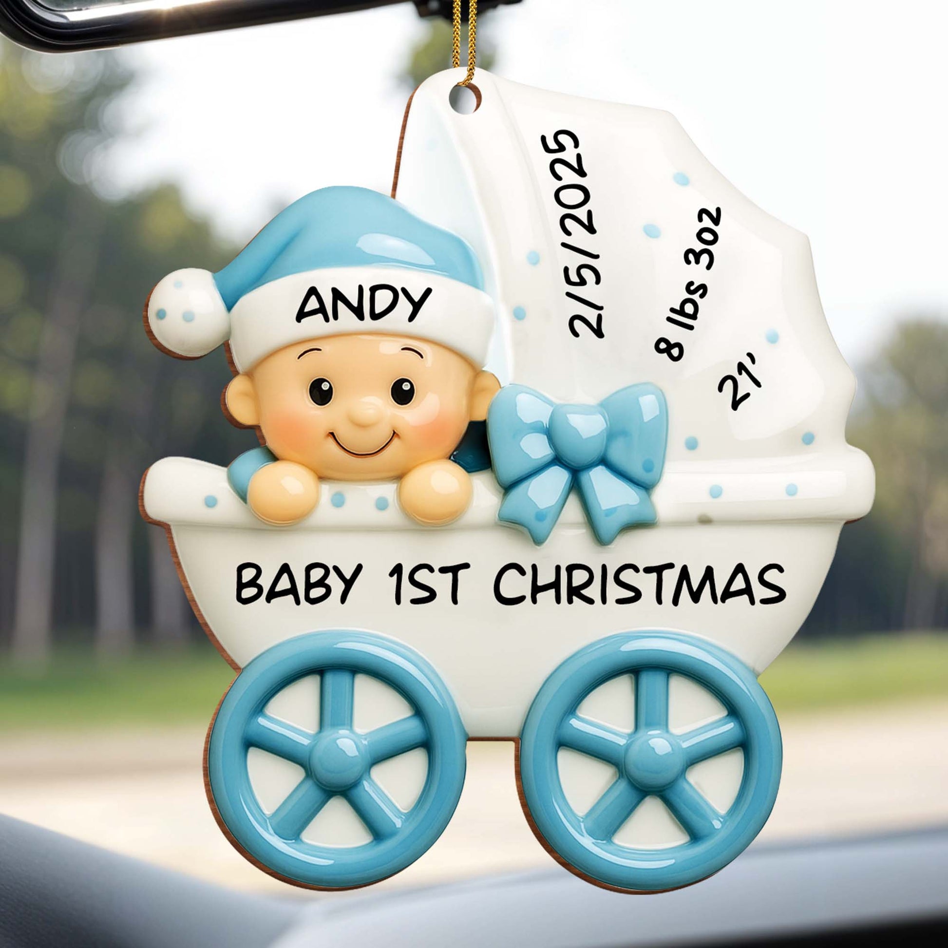 Baby 1st Christmas, Stroller And Bow