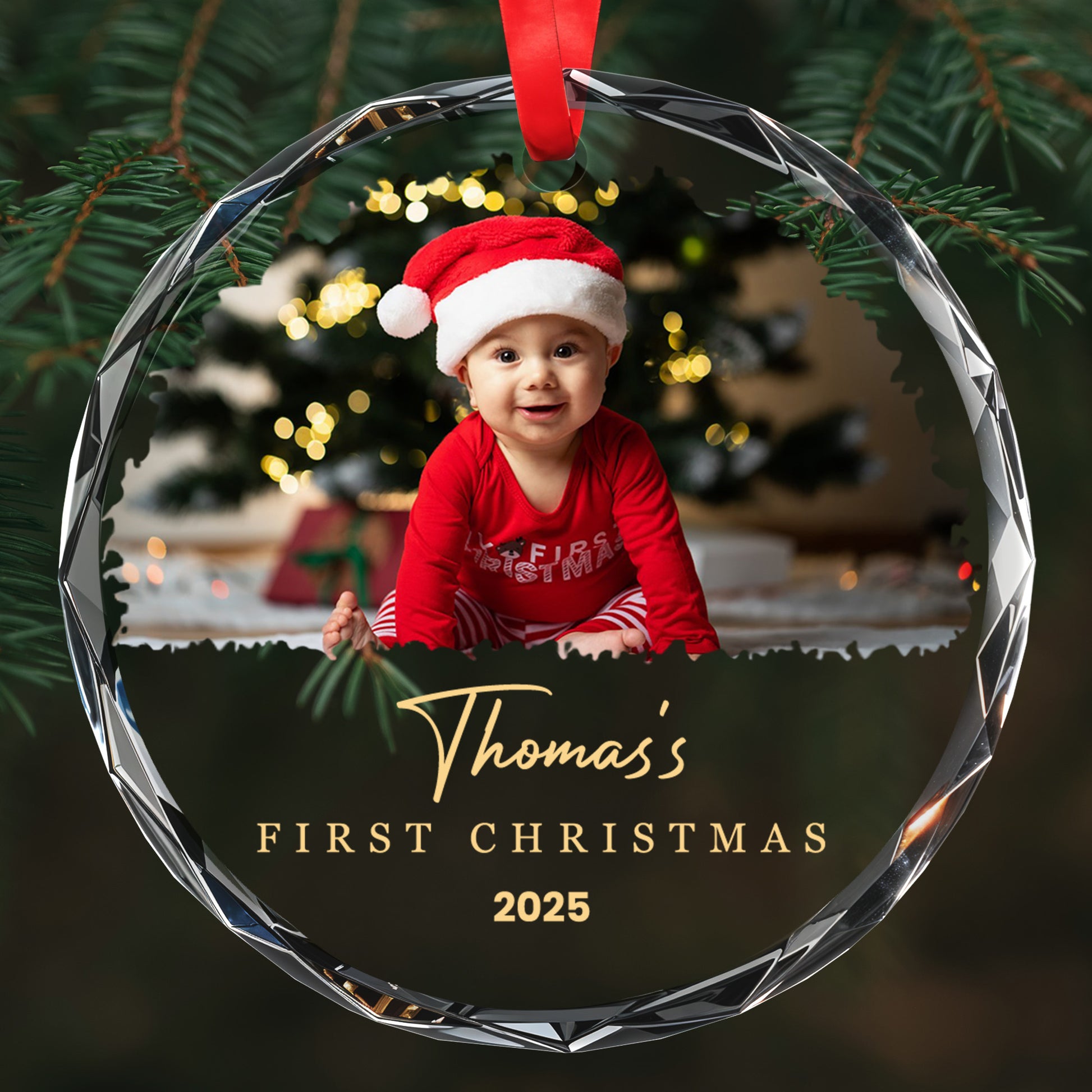 First Christmas, Baby With Santa Hat