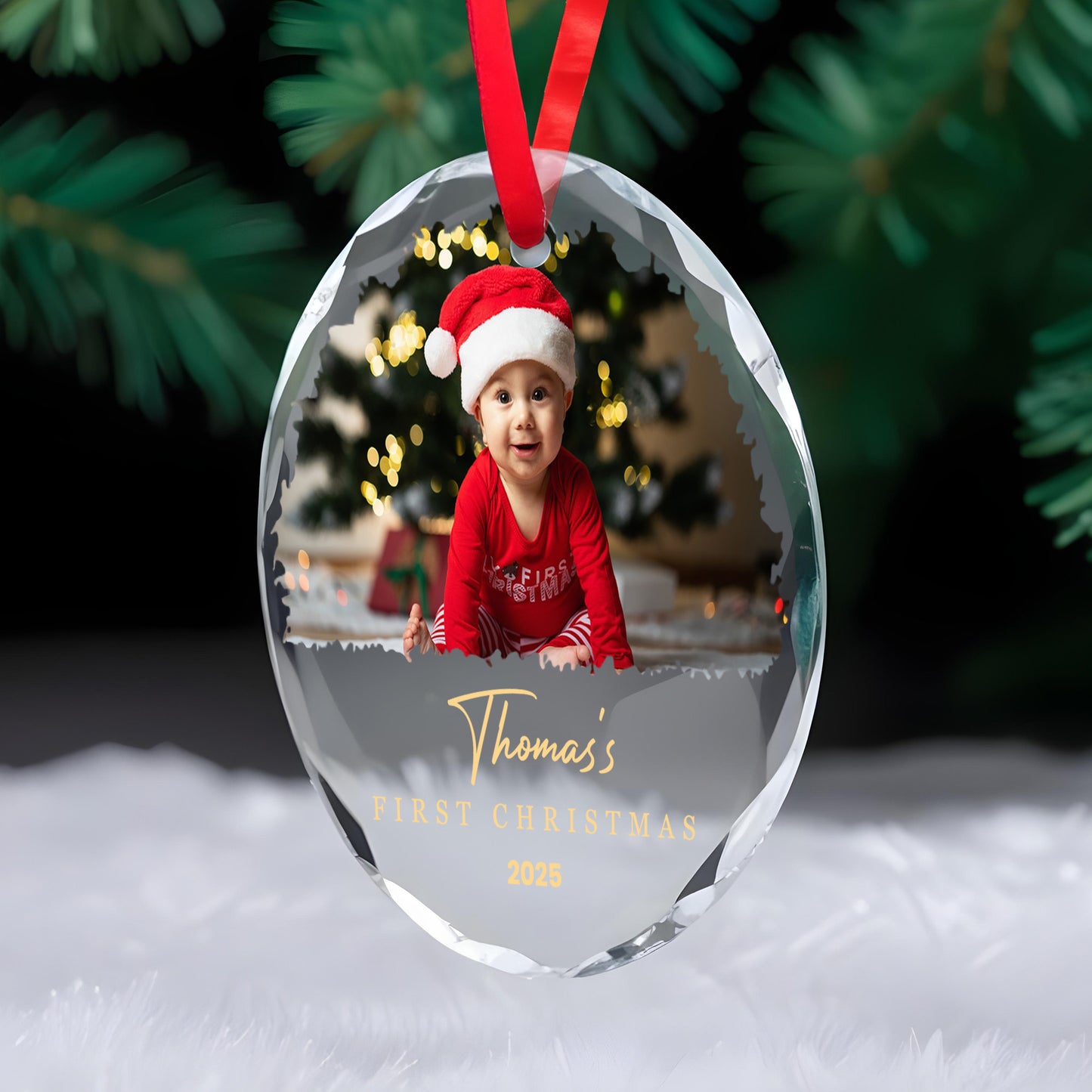 First Christmas, Baby With Santa Hat