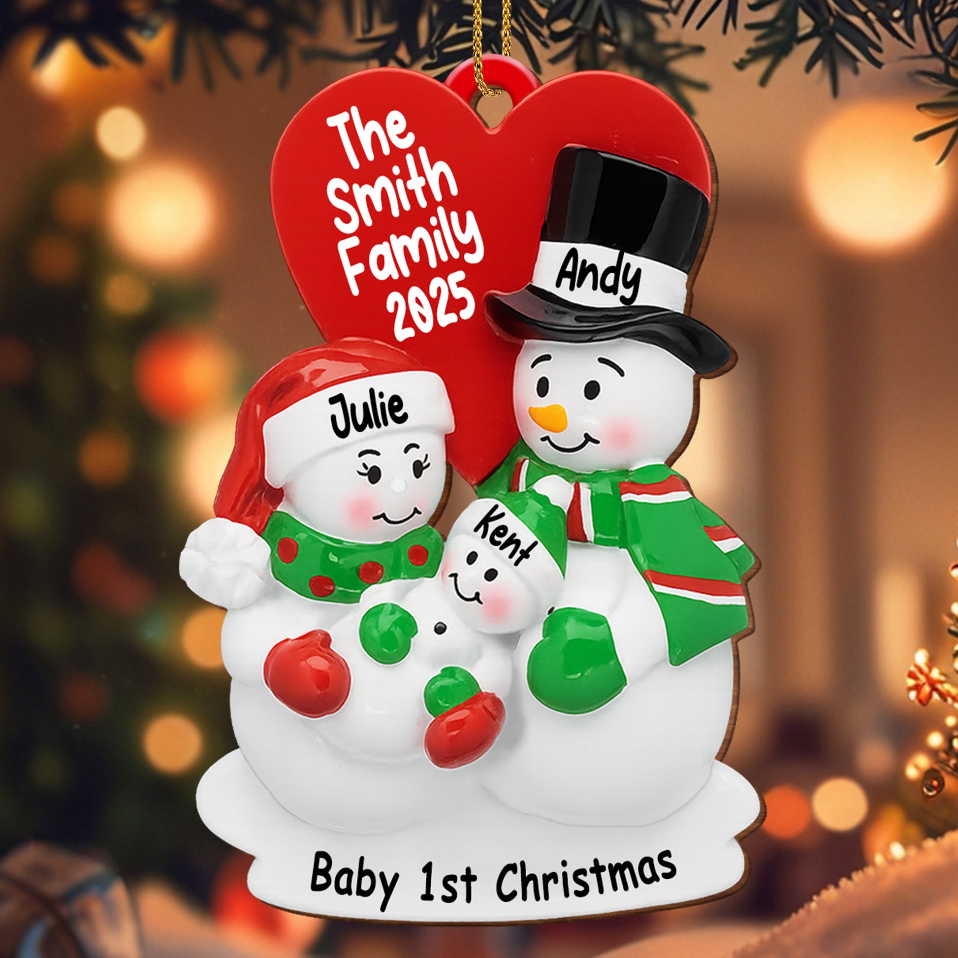 Baby 1st Christmas With Snowman And Heart