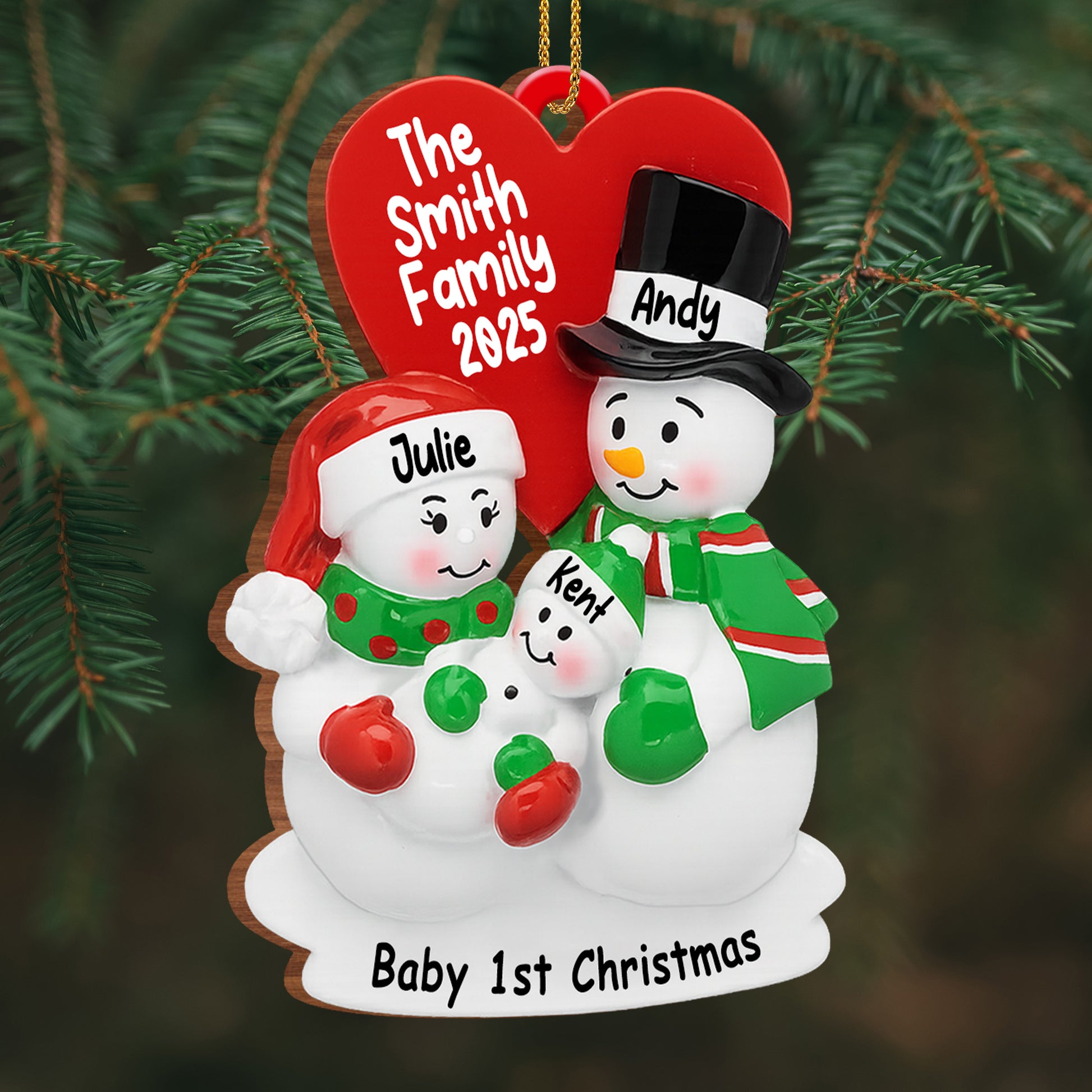 Baby 1st Christmas With Snowman And Heart
