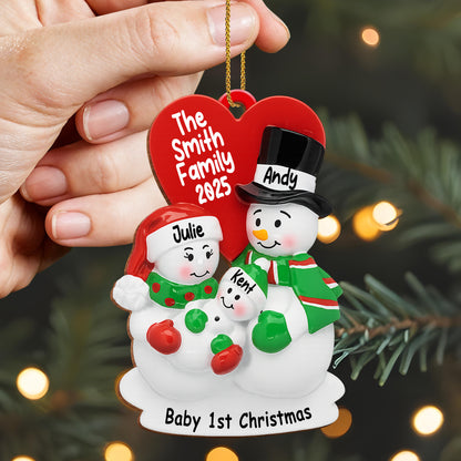 Baby 1st Christmas With Snowman And Heart