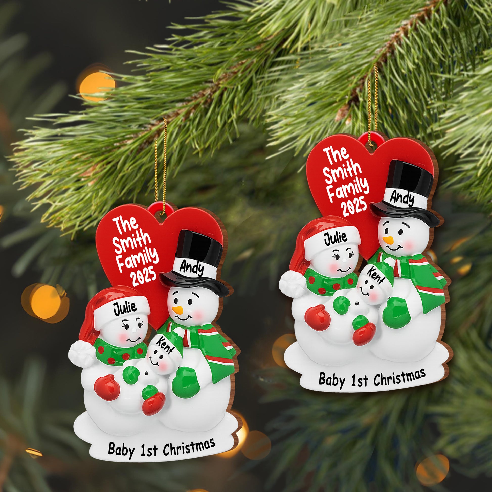 Baby 1st Christmas With Snowman And Heart