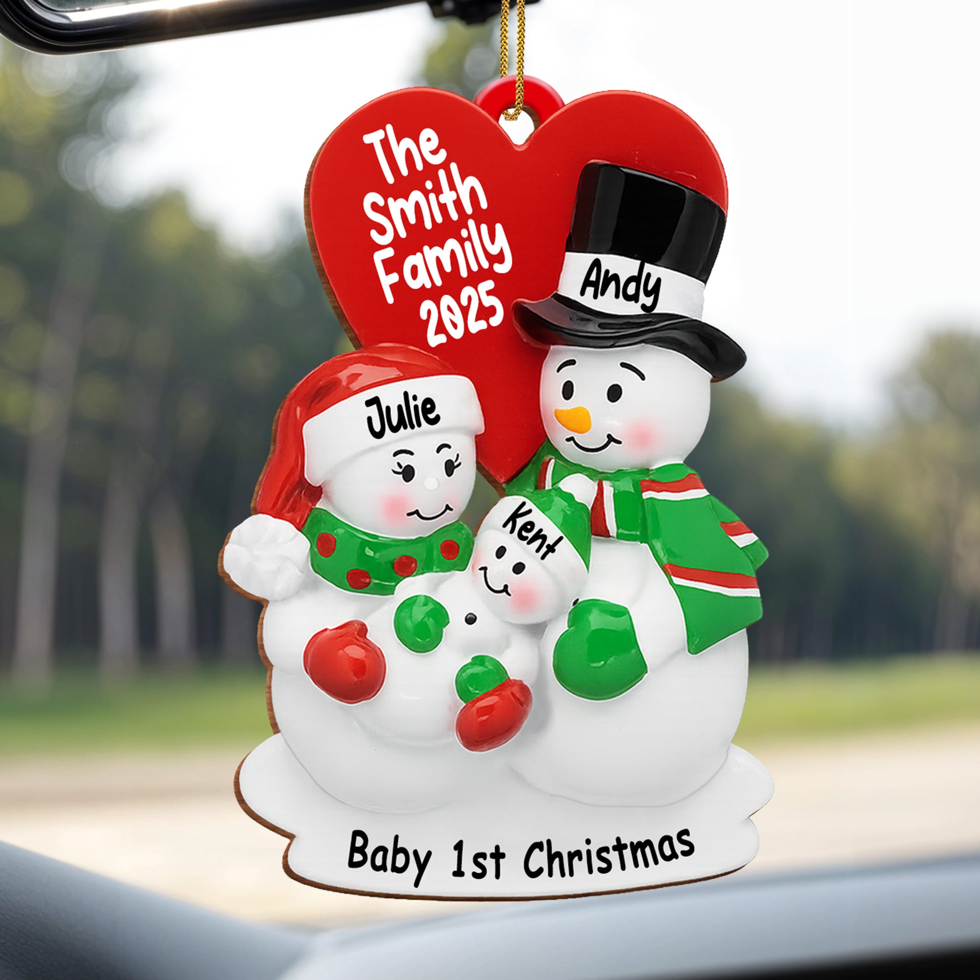 Baby 1st Christmas With Snowman And Heart
