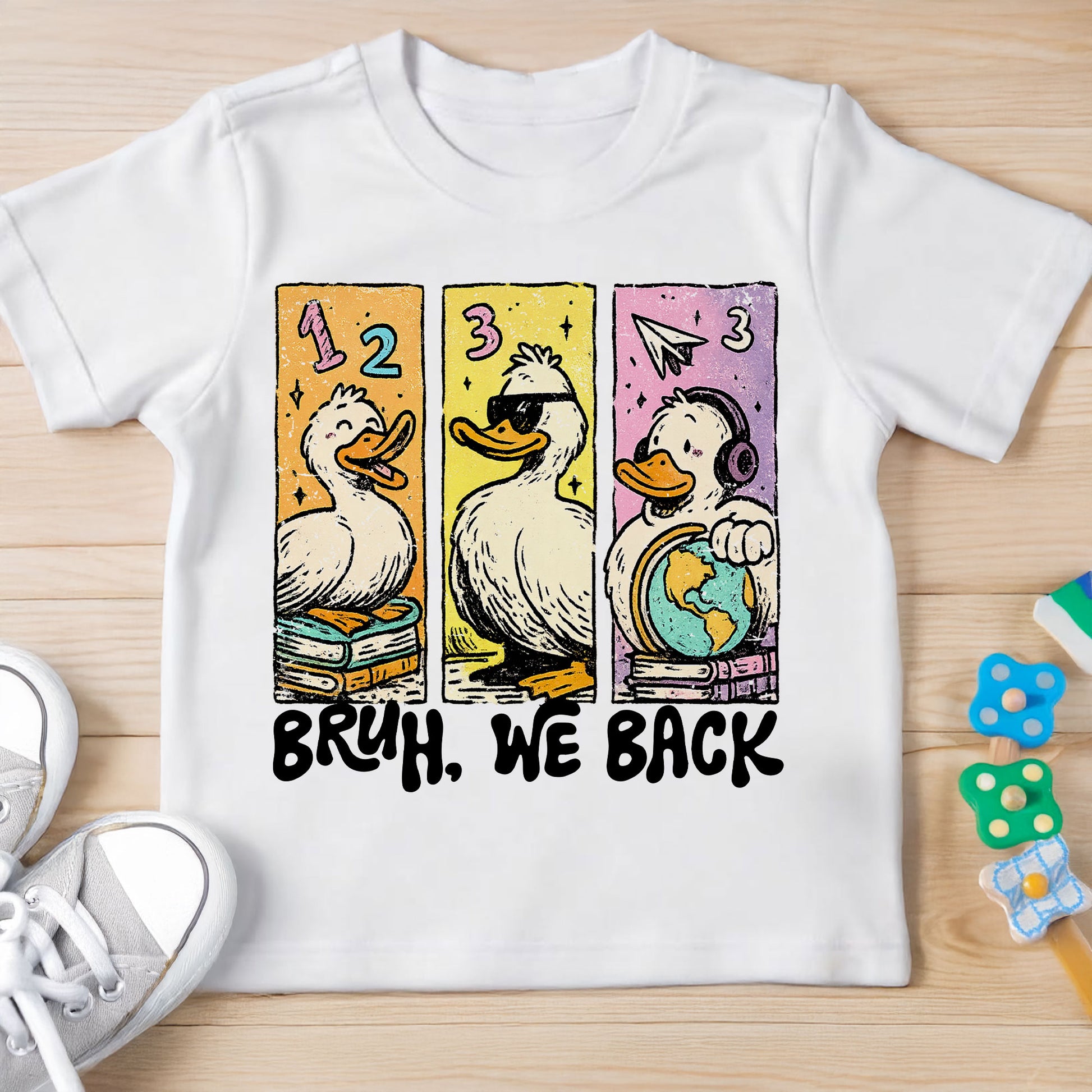 Bruh We Back Featuring Ducks, Books, And Globe