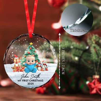 My First Christmas, Baby With Reindeer And Snowman