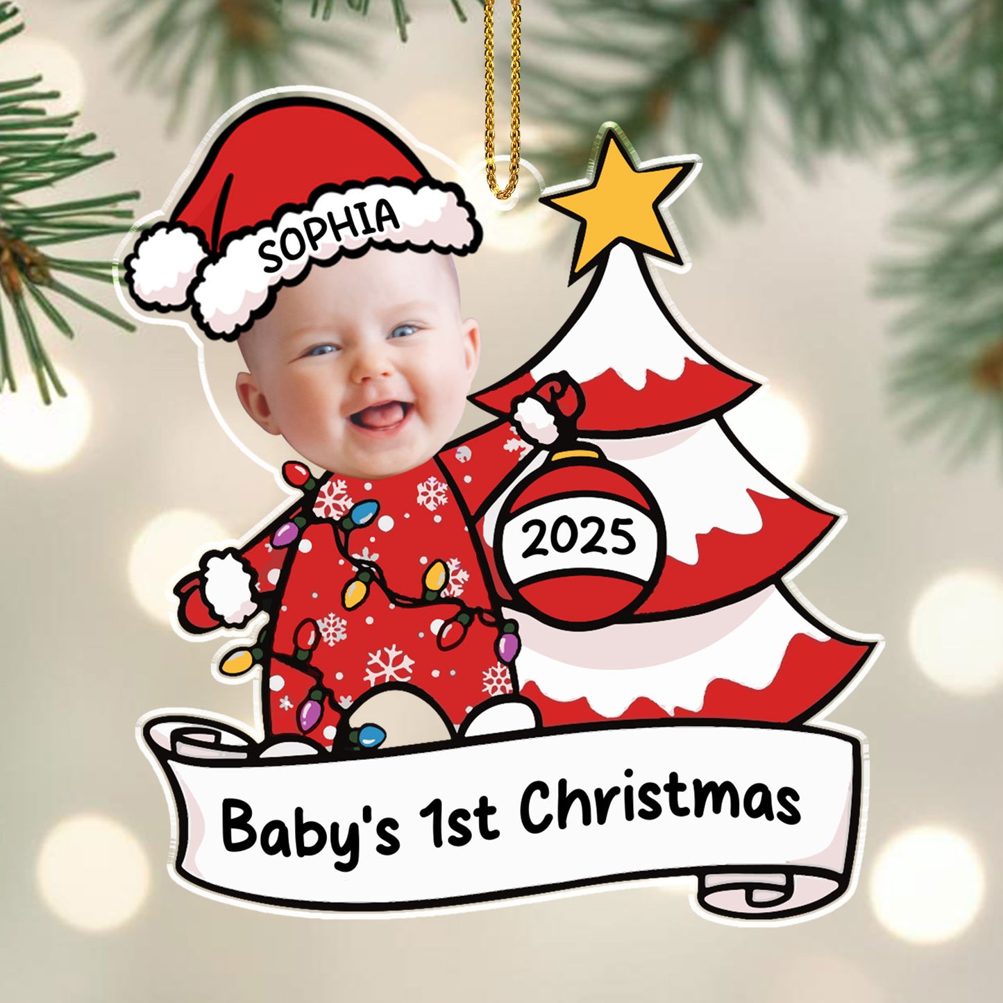 Baby's 1st Christmas With Tree And Lights