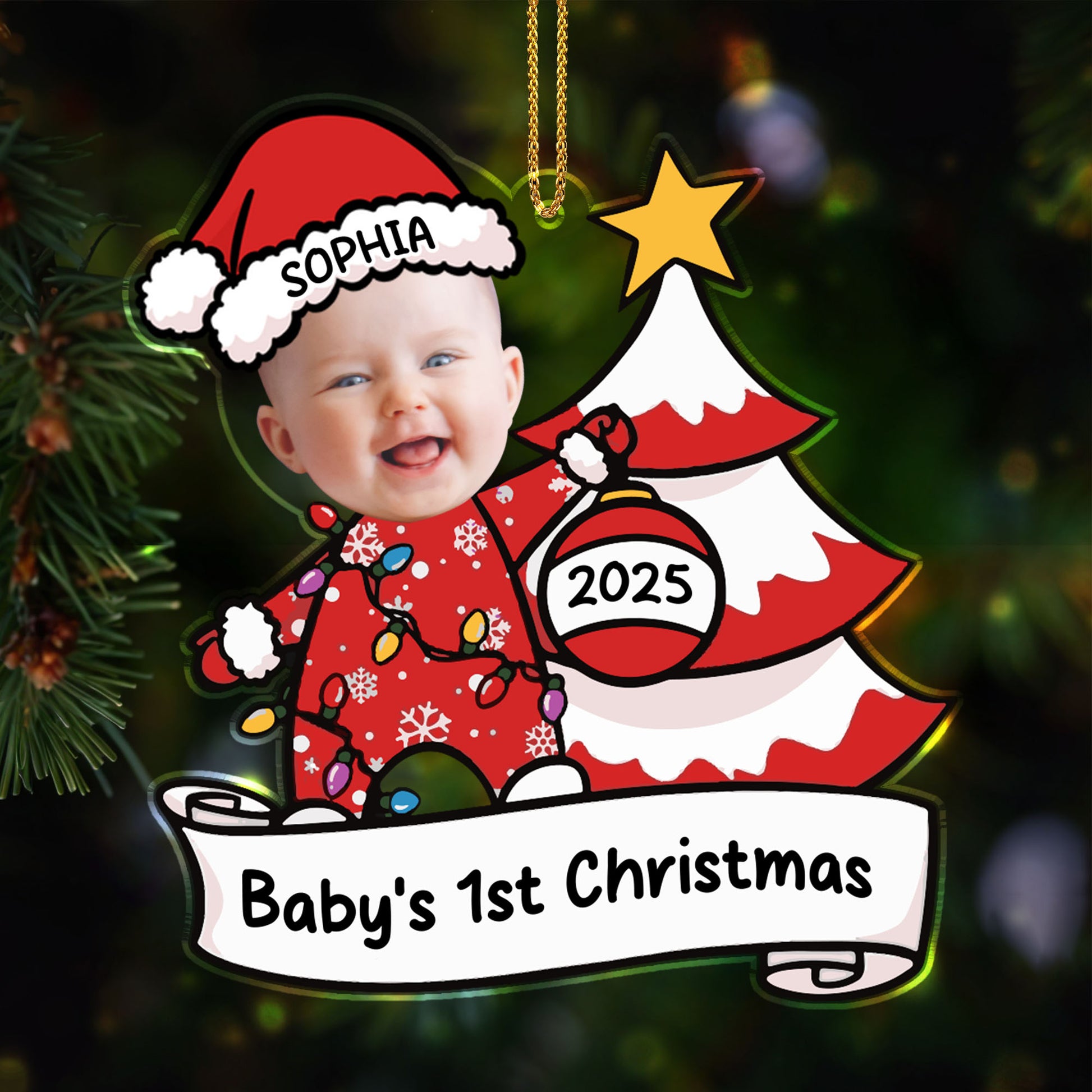 Baby's 1st Christmas With Tree And Lights