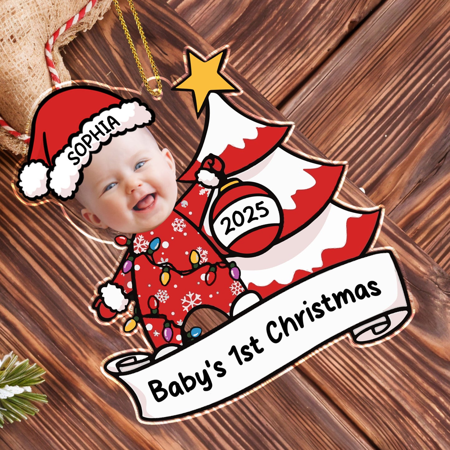 Baby's 1st Christmas With Tree And Lights