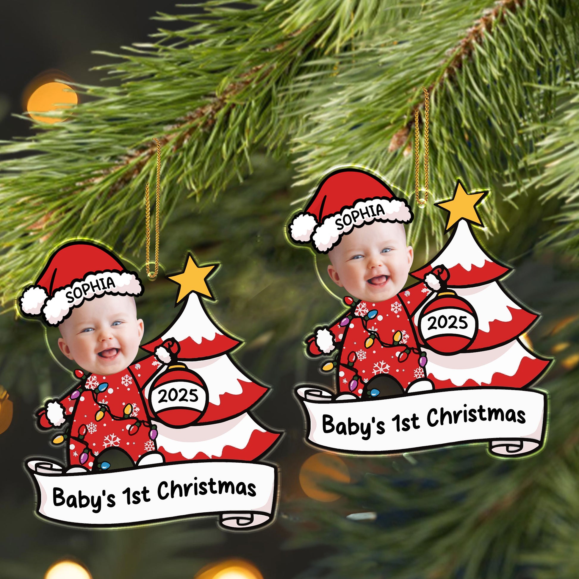 Baby's 1st Christmas With Tree And Lights