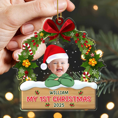 My 1st Christmas With Santa Hat And Christmas Ornaments