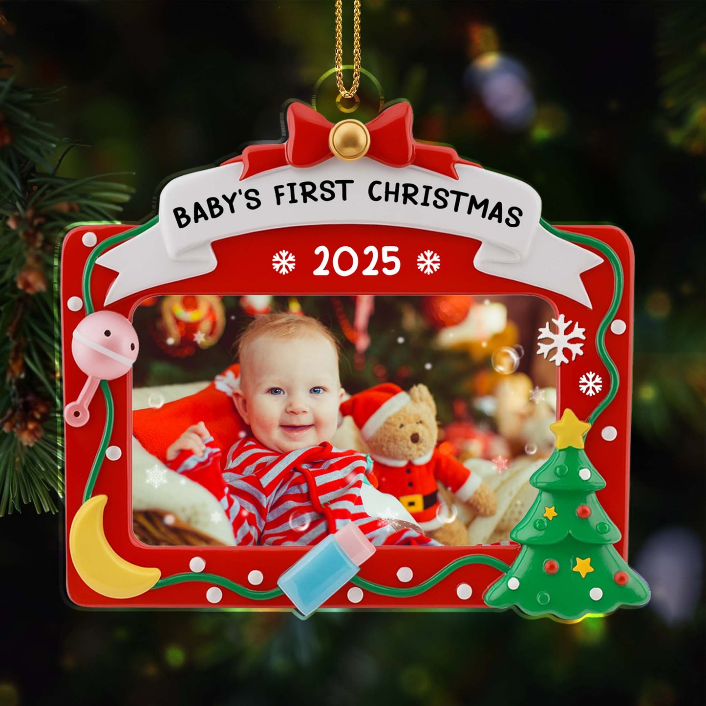Baby’s First Christmas With Cute Baby and Christmas Tree