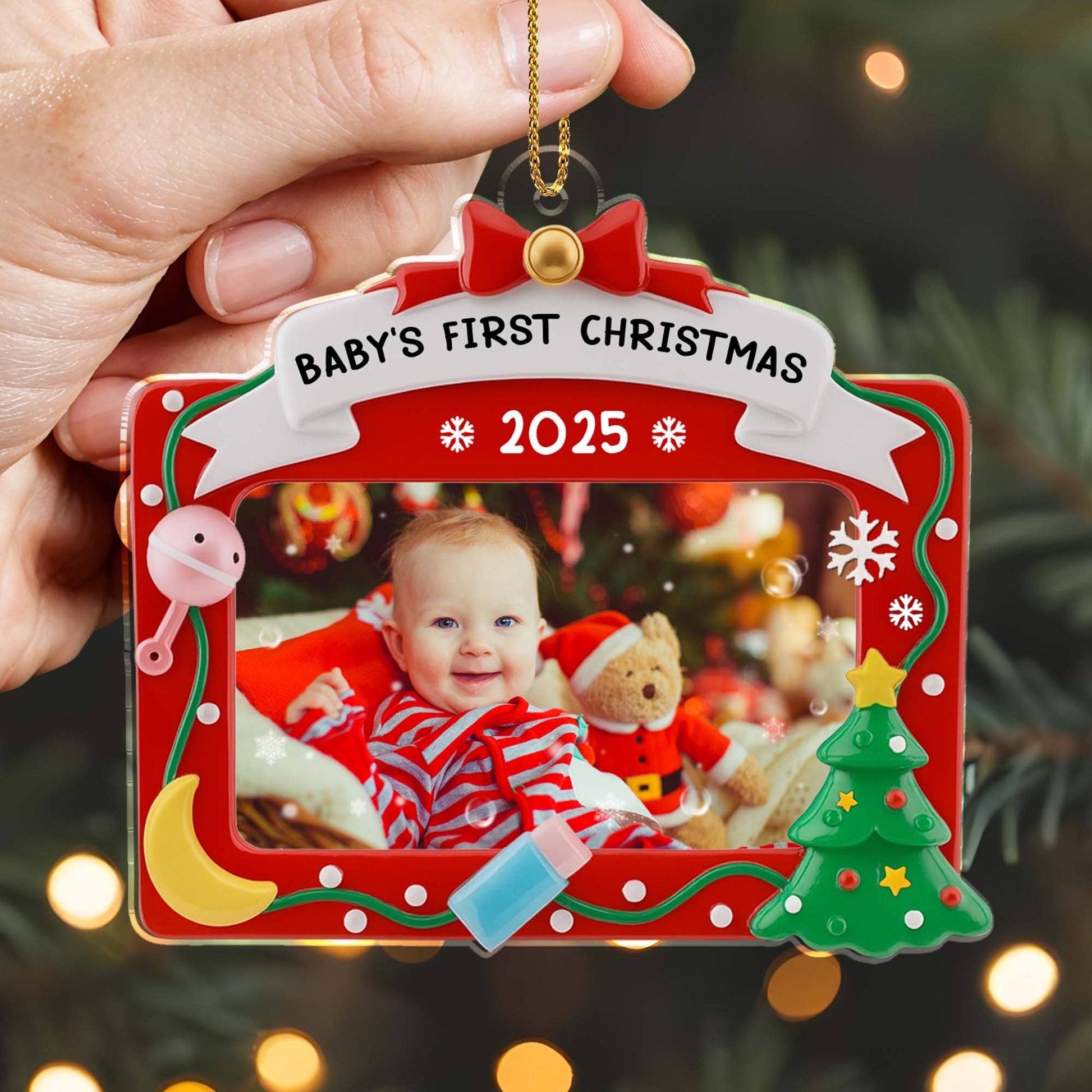 Baby’s First Christmas With Cute Baby and Christmas Tree