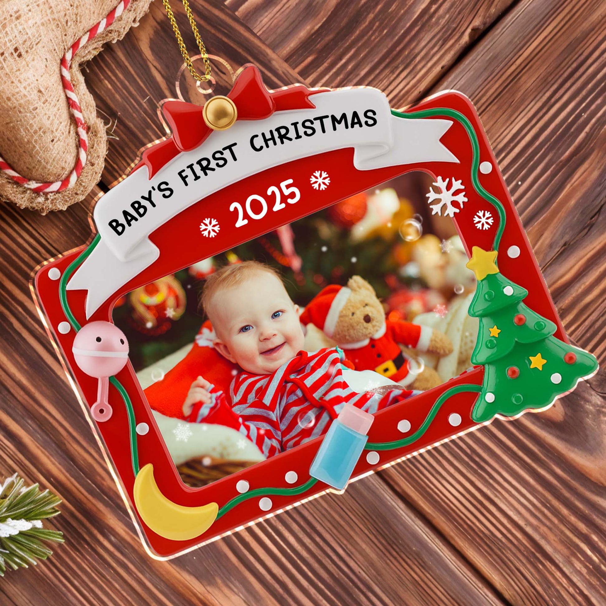 Baby’s First Christmas With Cute Baby and Christmas Tree