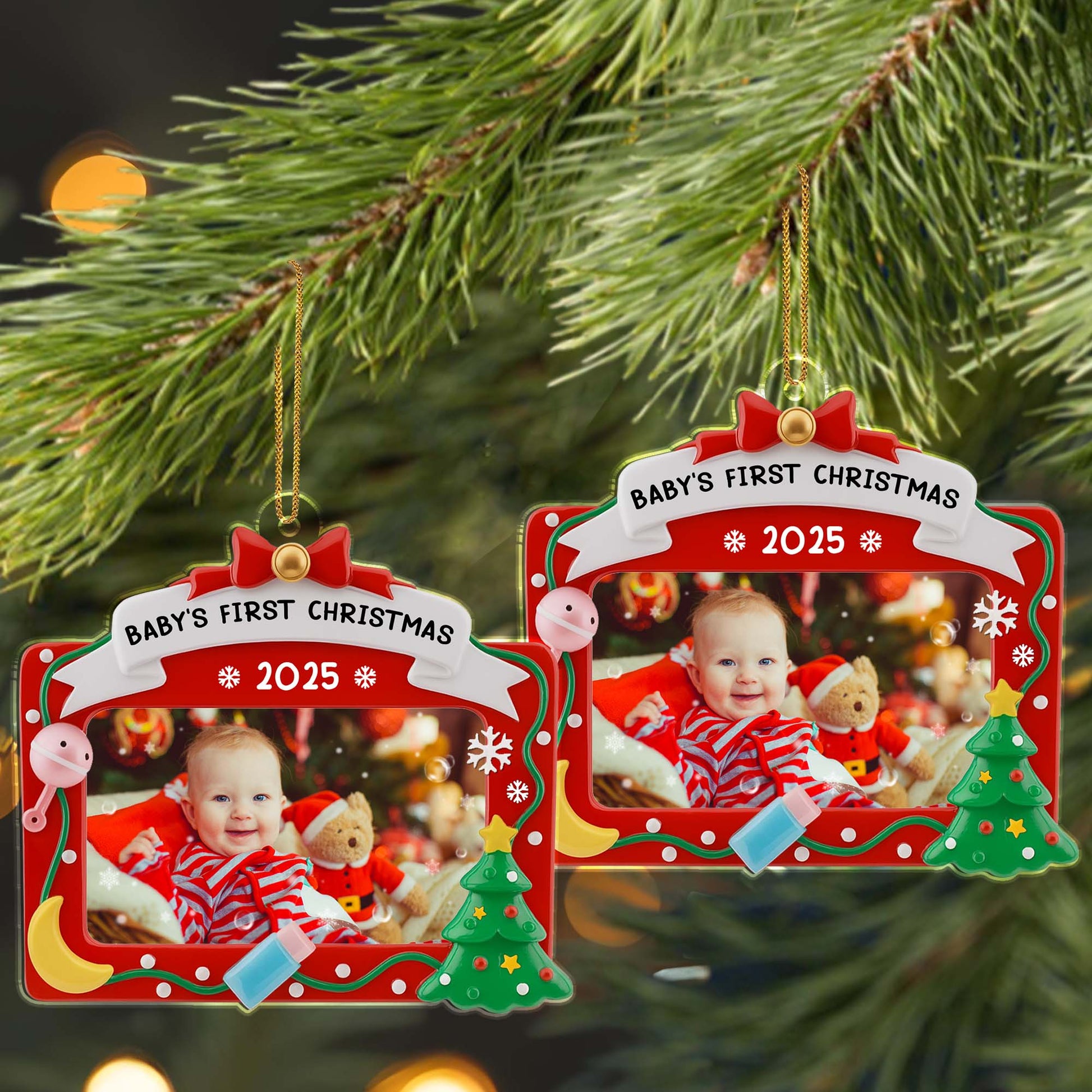 Baby’s First Christmas With Cute Baby and Christmas Tree