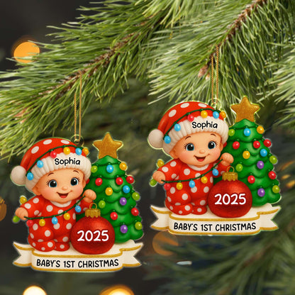 Baby's 1st Christmas With Colorful Tree And Ornaments