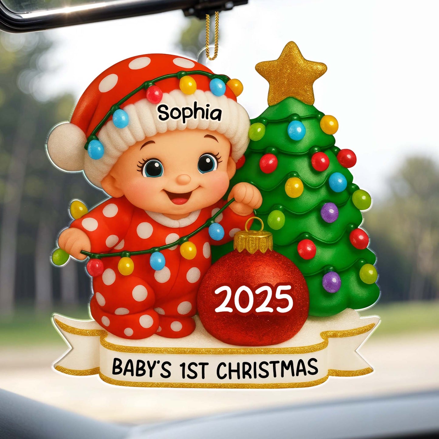 Baby's 1st Christmas With Colorful Tree And Ornaments