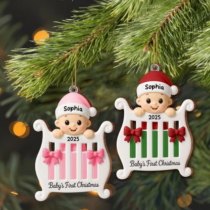 Baby's First Christmas With Crib and Bows